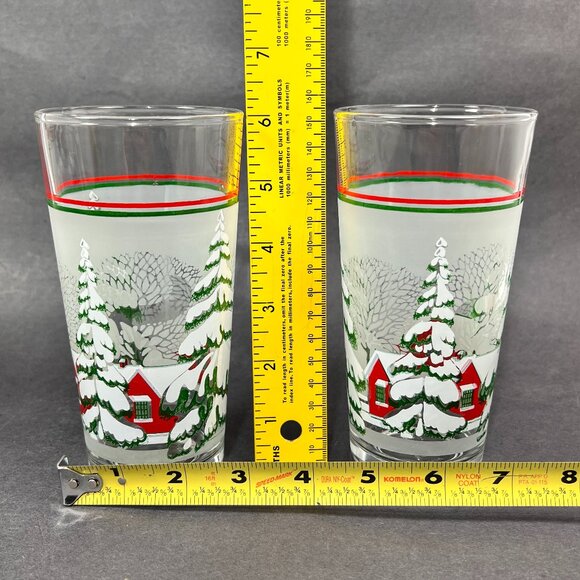Vtg Kig Winter Wonderland Christmas Holiday Highball Tumbler Glassware Indonesia - Picture 13 of 14
